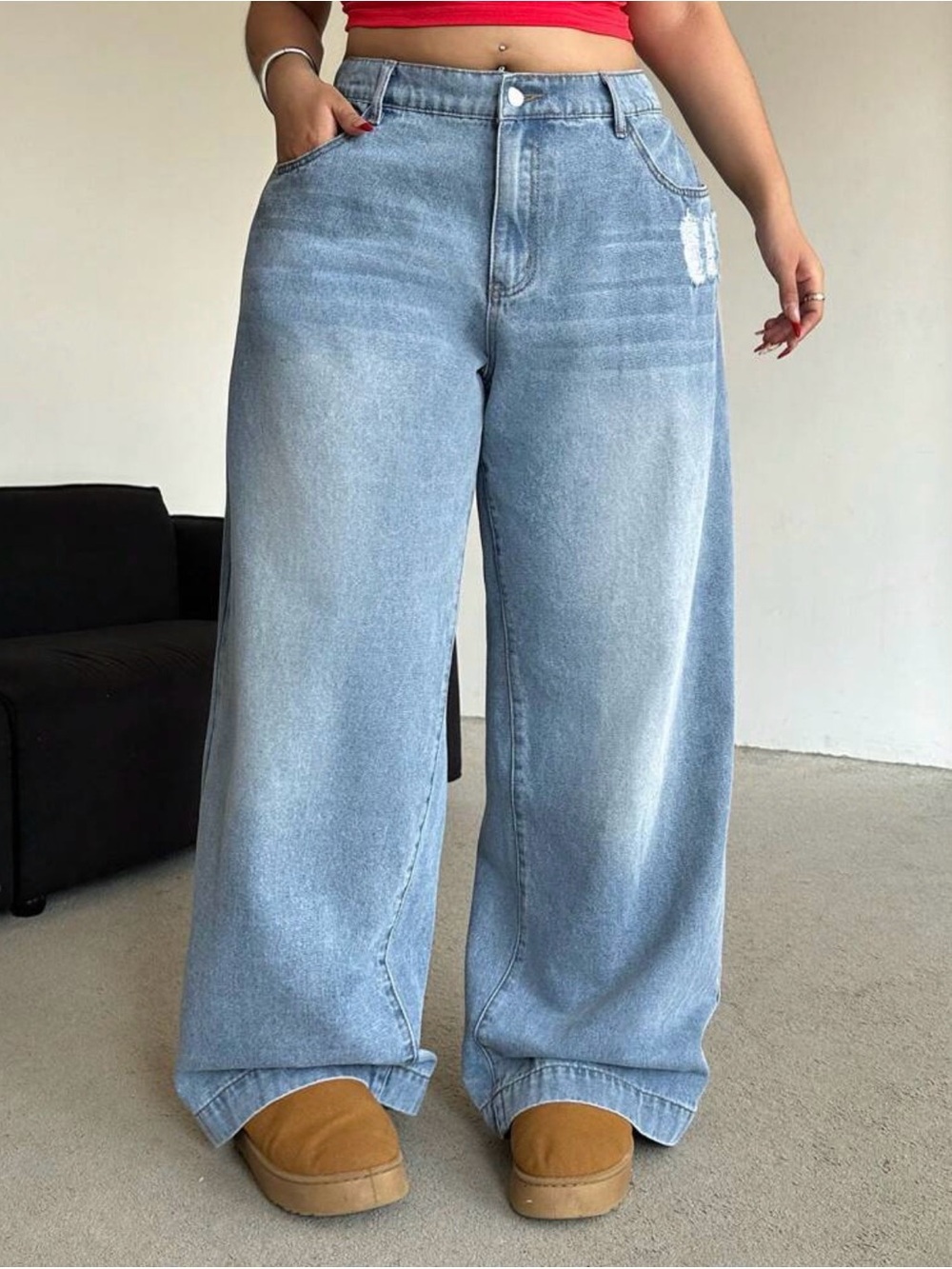 Baggy Wide Leg Y2K Jeans Light Wash